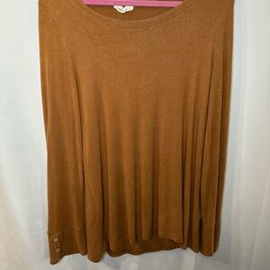 Brown Long Sleeve Top with Button Accents